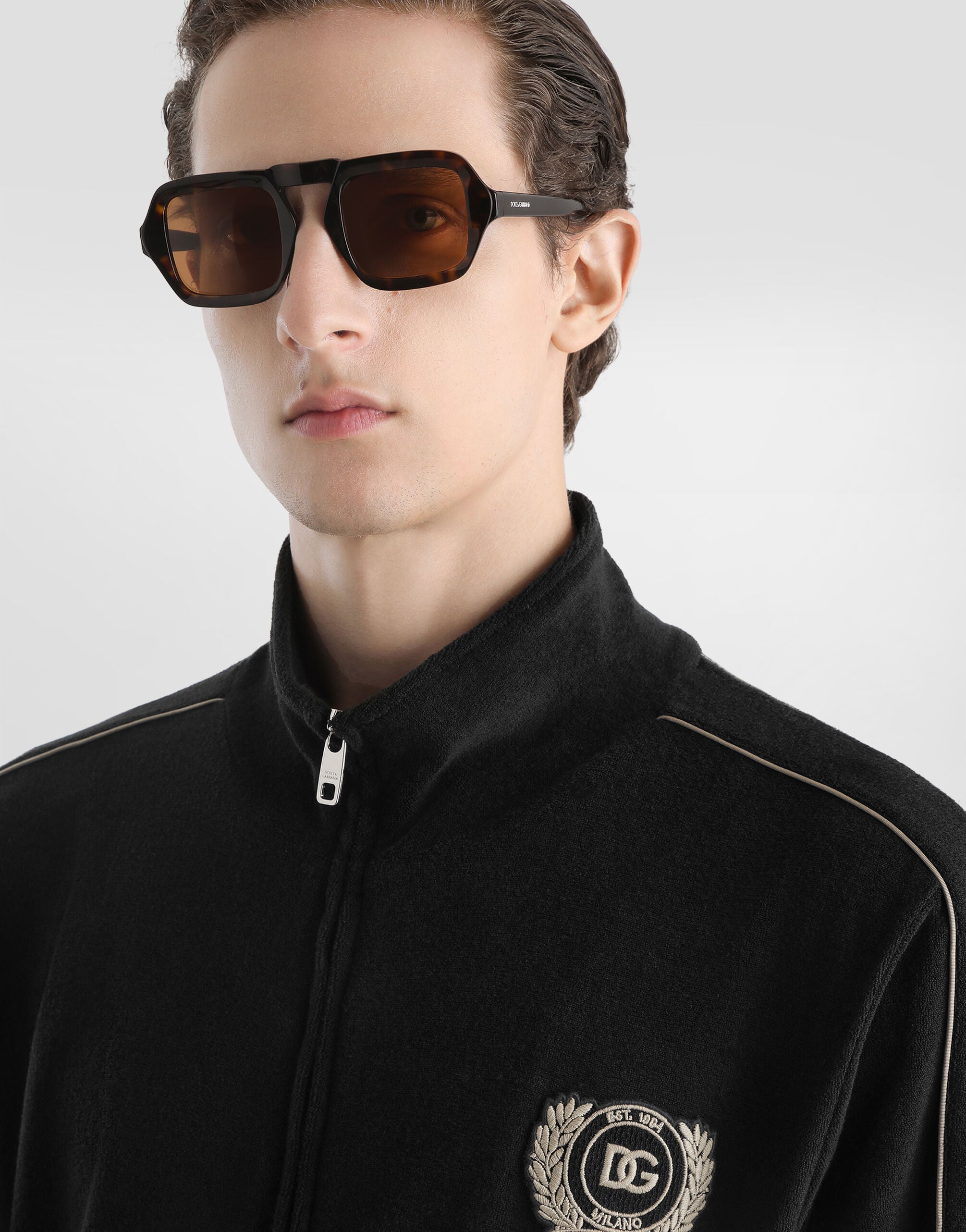 Cotton terry sweatshirt in Black for Men | Dolce&Gabbana®