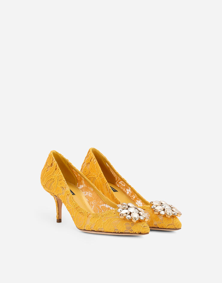 Dolce & Gabbana Lace rainbow pumps with brooch detailing Yellow CD0066AL198