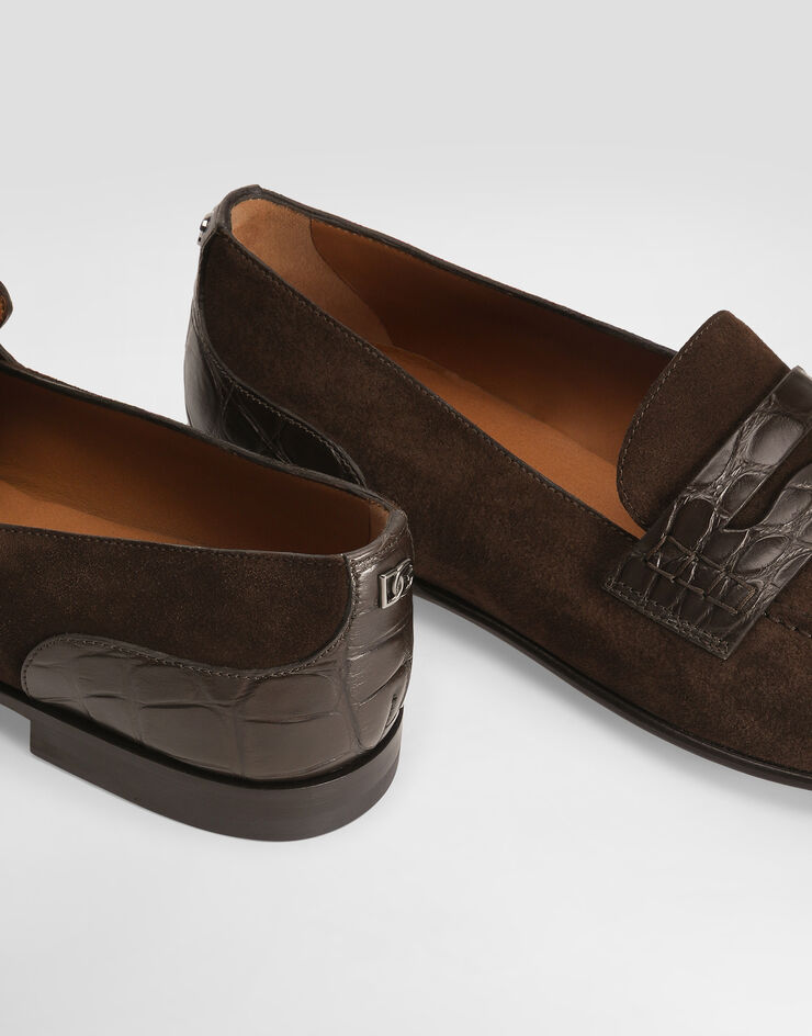 Dolce & Gabbana Split calfskin and alligator slippers Multicolor A50717A2E22