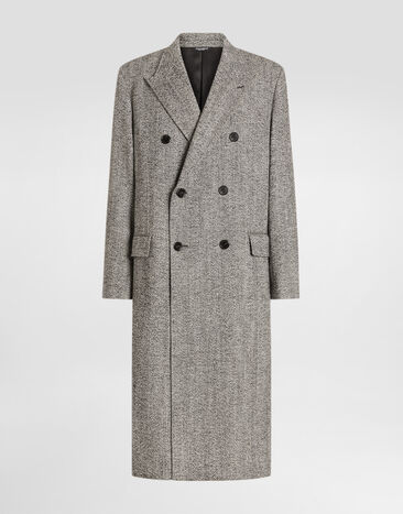 Dolce & Gabbana Double-breasted herringbone wool coat  G061ATFCZAT