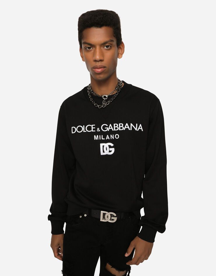 Dolce & Gabbana Jersey sweatshirt with DG embroidery Black G9WI3ZFU7DU