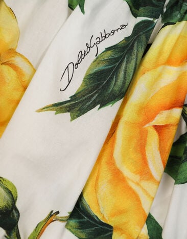 Dolce & Gabbana Bardot-neck crop top in yellow rose-print cotton Print F755RTHS5NK