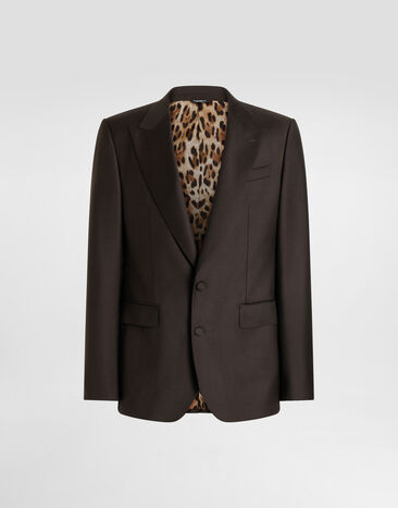 Dolce & Gabbana Single-breasted sicilia light jacket in light wool Brown G2TV4TFU269
