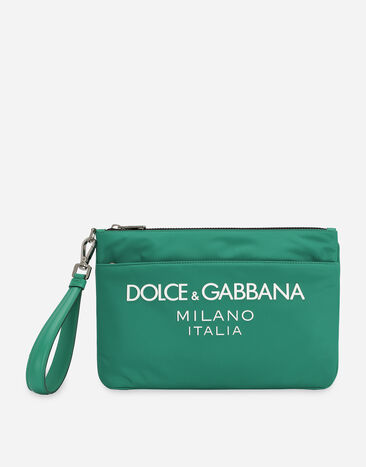 Dolce & Gabbana Cartera de mano de nailon con logotipo engomado Noir BM1751AG218