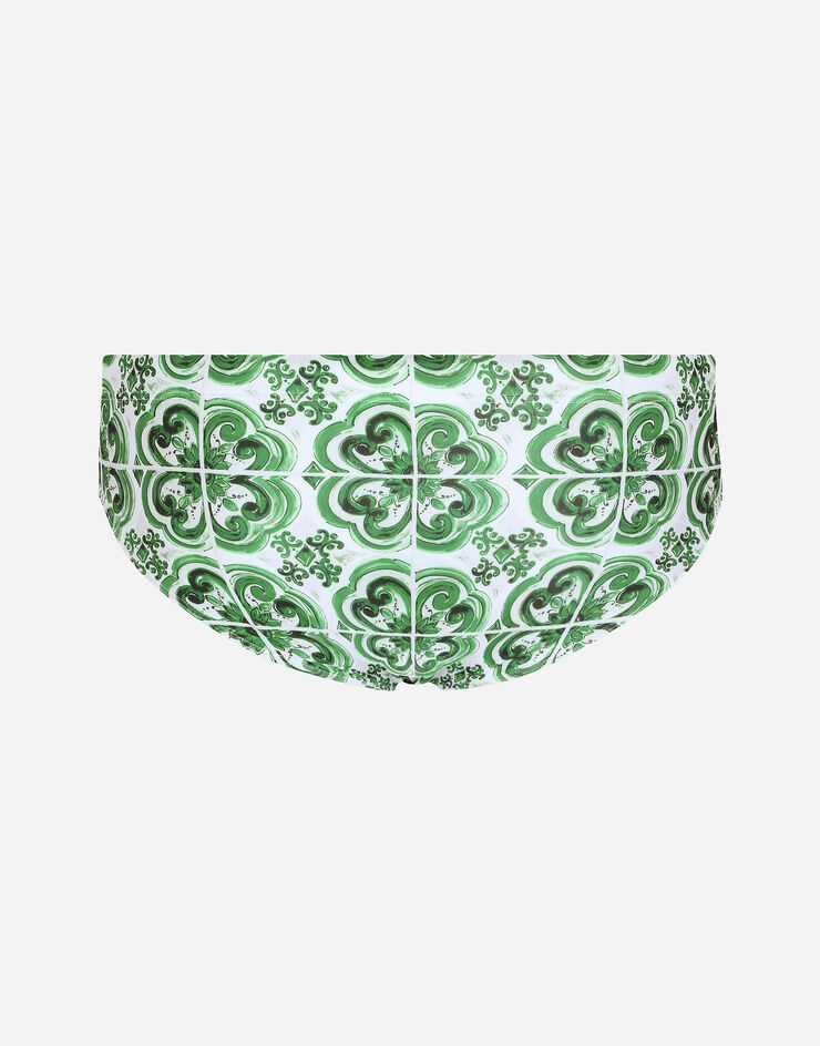 Dolce & Gabbana Slip de bain montant à imprimé majoliques Imprimé M4A09JFSG88