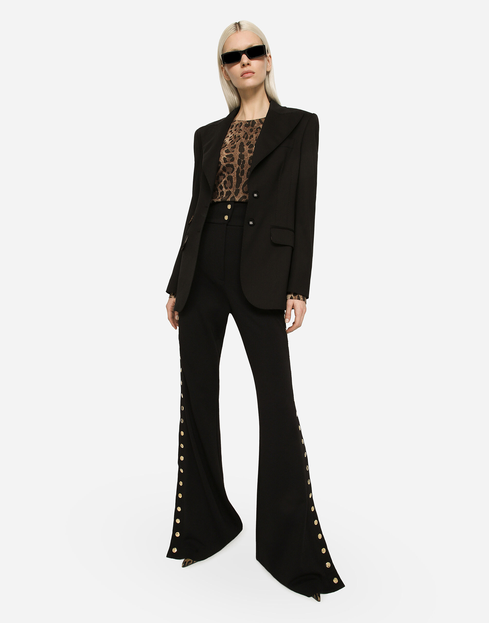 【DOLCE&GABBANA】ボタンディテール ミラノ パンツ ブラックのウィメンズ Full Milano pants with buttons down the