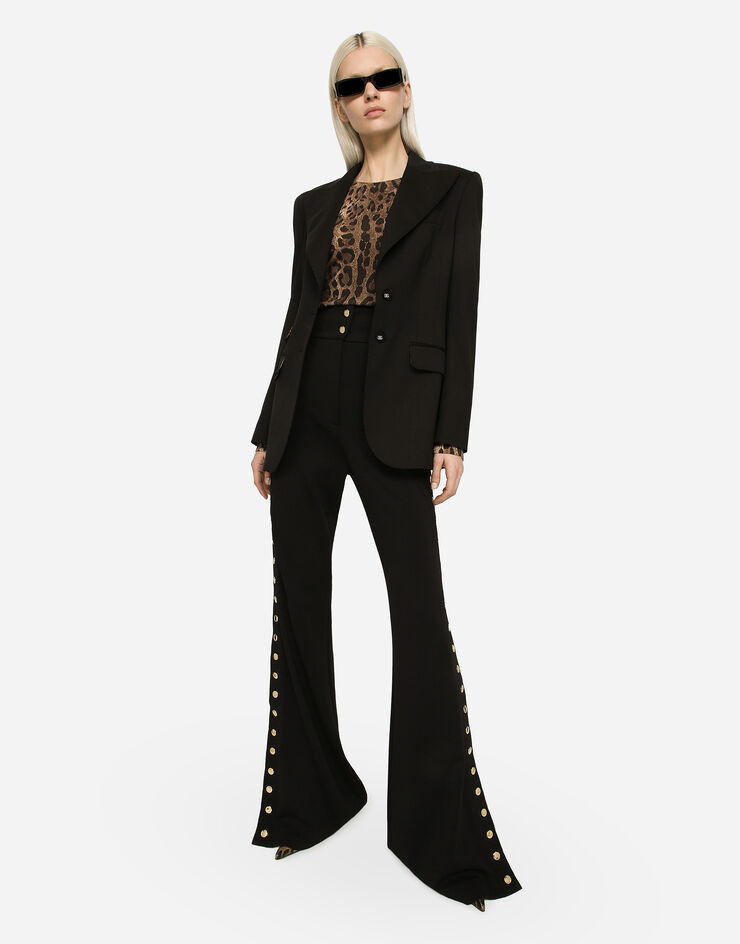 Dolce&Gabbana Full Milano pants with buttons down the side Black FTCYCTFUGI7