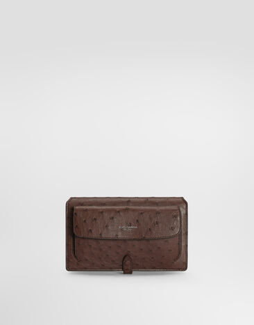 Dolce & Gabbana Ostrich leather crossbody minibag Brown BM2766A8K00