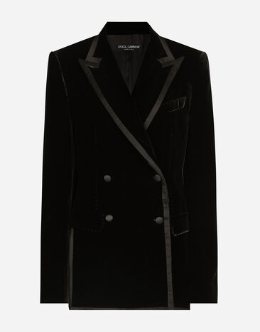 Dolce & Gabbana Double-breasted velvet tuxedo jacket Black F297XTFUVG7