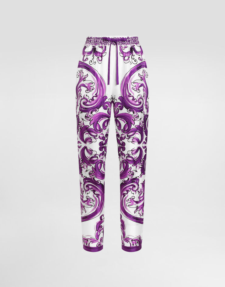 Dolce & Gabbana Majolica-print silk twill vanity trousers Multicolor FTC4TTHI1S6