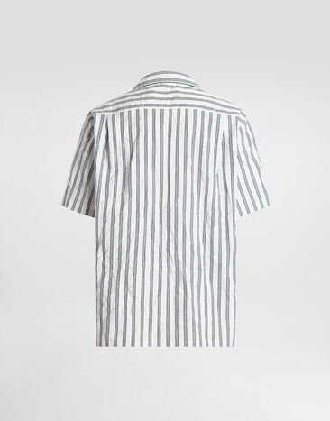 Dolce & Gabbana Crinkled striped poplin hawaii shirt Multicolor G5KS3TFRMD9