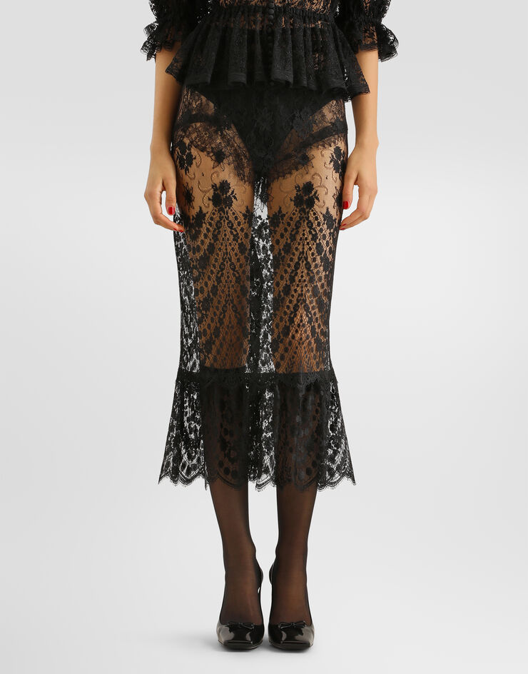 Dolce & Gabbana Chantilly lace skirt Dolce & Gabbana Chantilly lace skirt Black F4DLTTILMC3