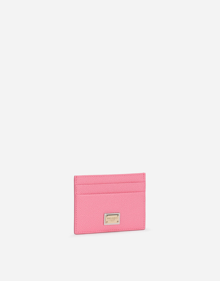 Dolce & Gabbana Porte-cartes en cuir de veau Dauphine avec plaquette à logo Rose BI0330A1001