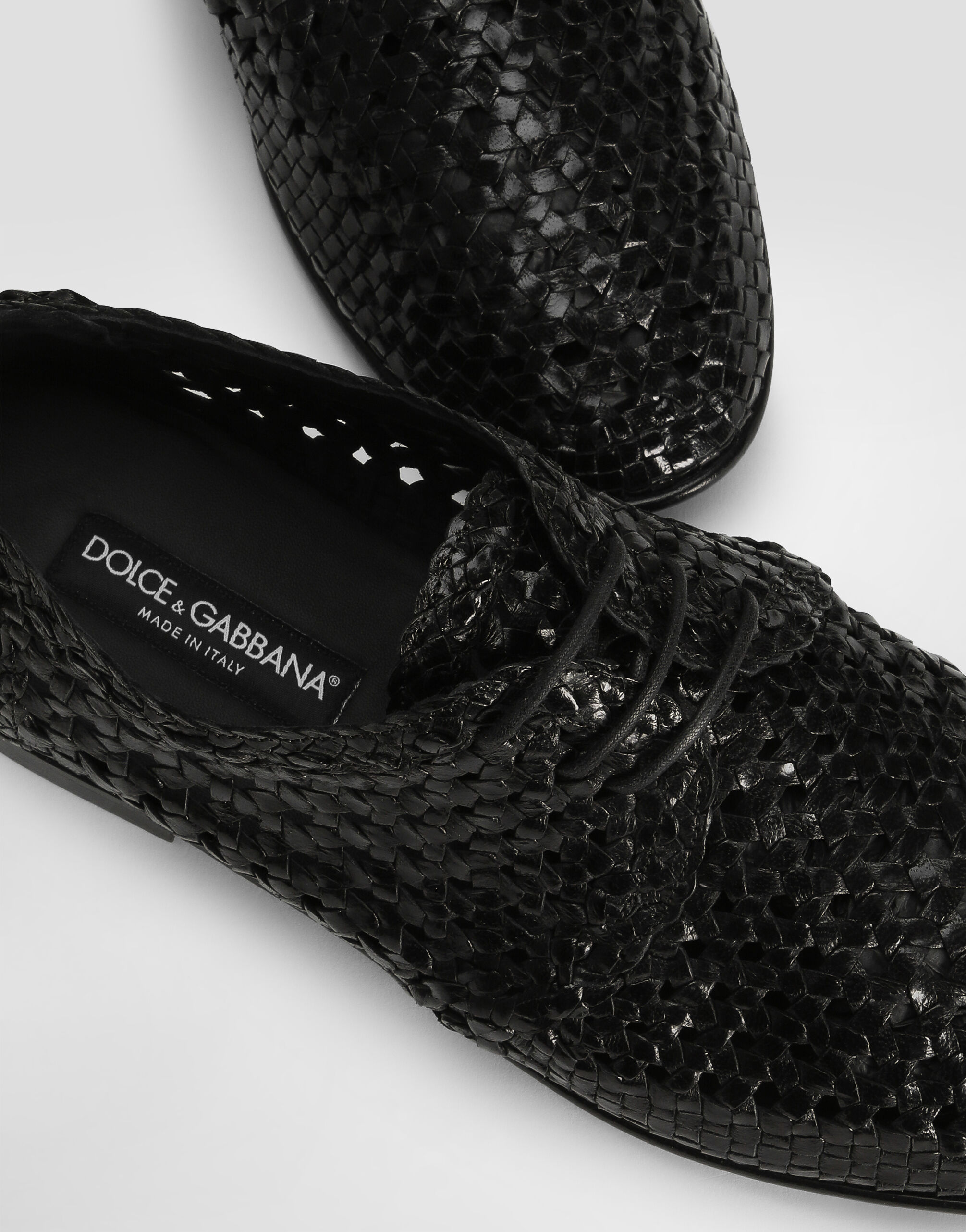 Polished goatskin Derby shoes in Black for Men | Dolce&Gabbana® US