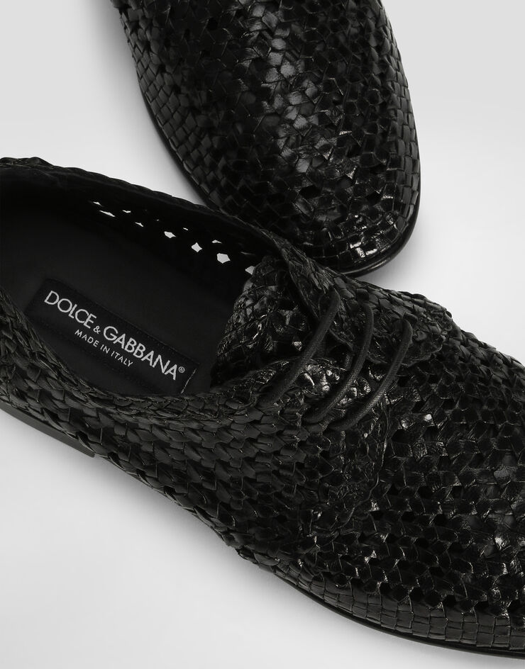 Dolce & Gabbana Derby aus glänzendem Ziegenleder Schwarz A10863A6M71