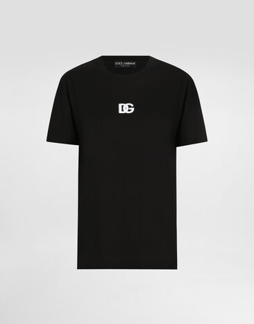 Dolce & Gabbana Jersey T-shirt with DG logo embroidery Black F8V42ZGDCYE