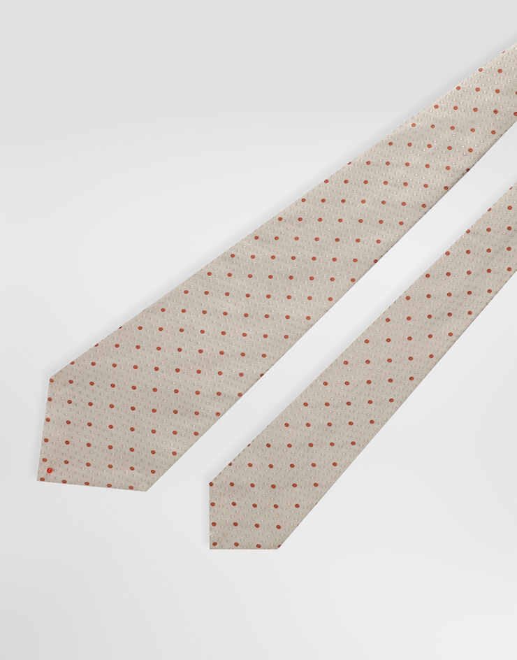 Dolce & Gabbana Polka dot jacquard tie Beige GT160EG0JTG