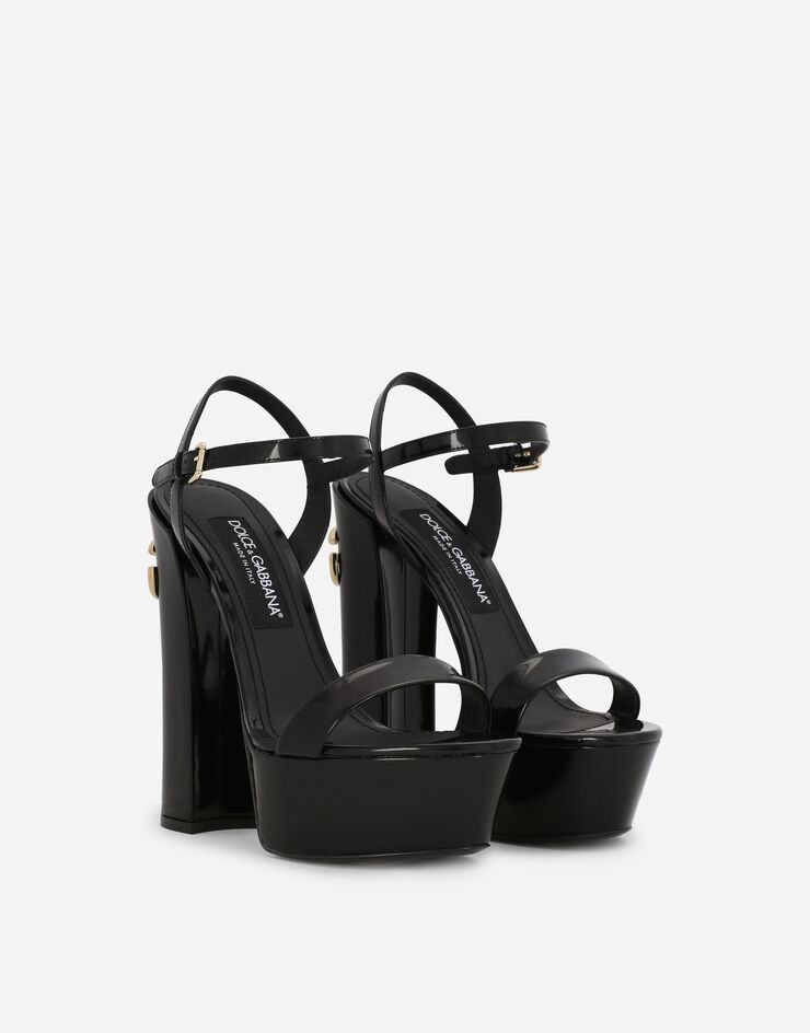 Dolce & Gabbana Polished calfskin platform sandals Black CR1340A1037