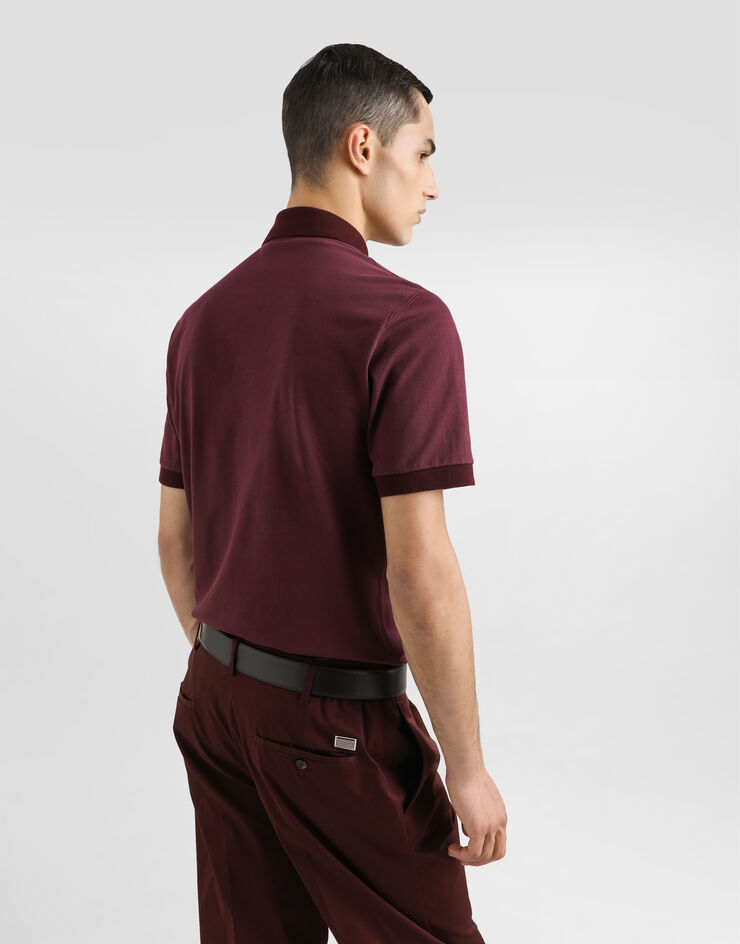 Dolce & Gabbana Polo de algodón con placa con logotipo Burdeos G8SN1TFU7EN