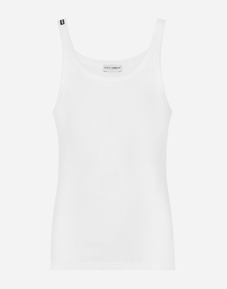 Dolce & Gabbana Débardeur en coton côtelé Blanc M8C19JONN96