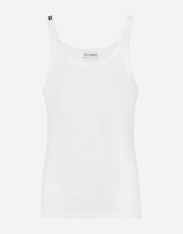 Dolce&Gabbana Camiseta sin mangas de algodón acanalado Negro G8PL4TG7F2H