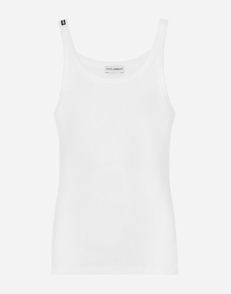 Dolce & Gabbana Camiseta sin mangas de algodón acanalado Blanco M8C19JONN96