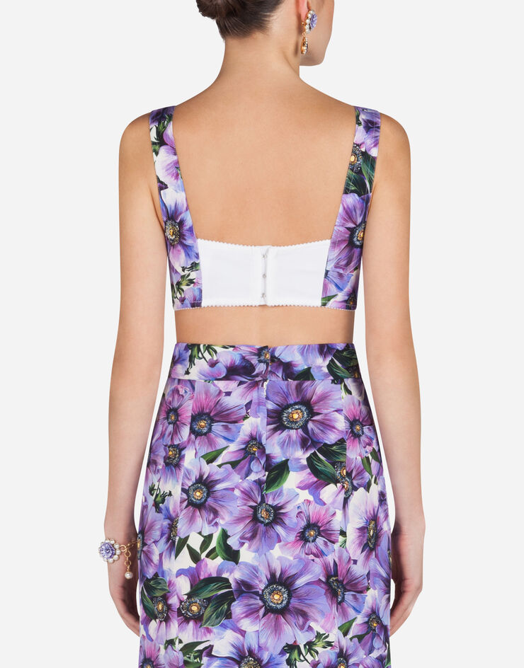 Dolce & Gabbana CROPPED ANEMONE-PRINT CHARMEUSE CORSET 花卉印花 F7Y28TFSAZO