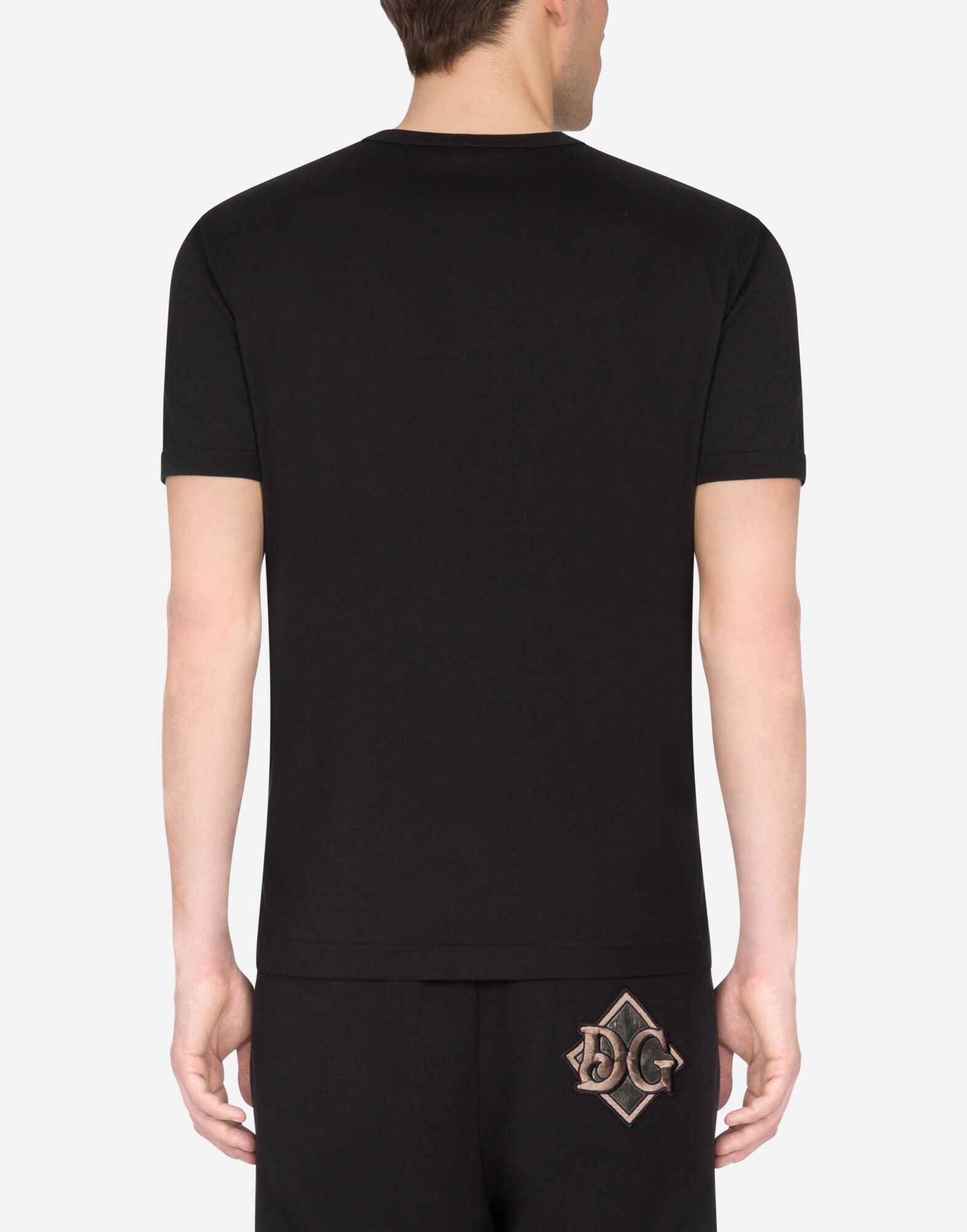 ●Dolce&Gabbana●DG パッチ コットン Tシャツ Cotton T-shirt with logo in Black for Men | Dolce&Gabbana® US