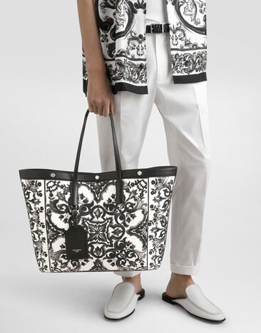 Dolce & Gabbana Majolica-print calfskin shopping bag Multicolor BM7806AG665