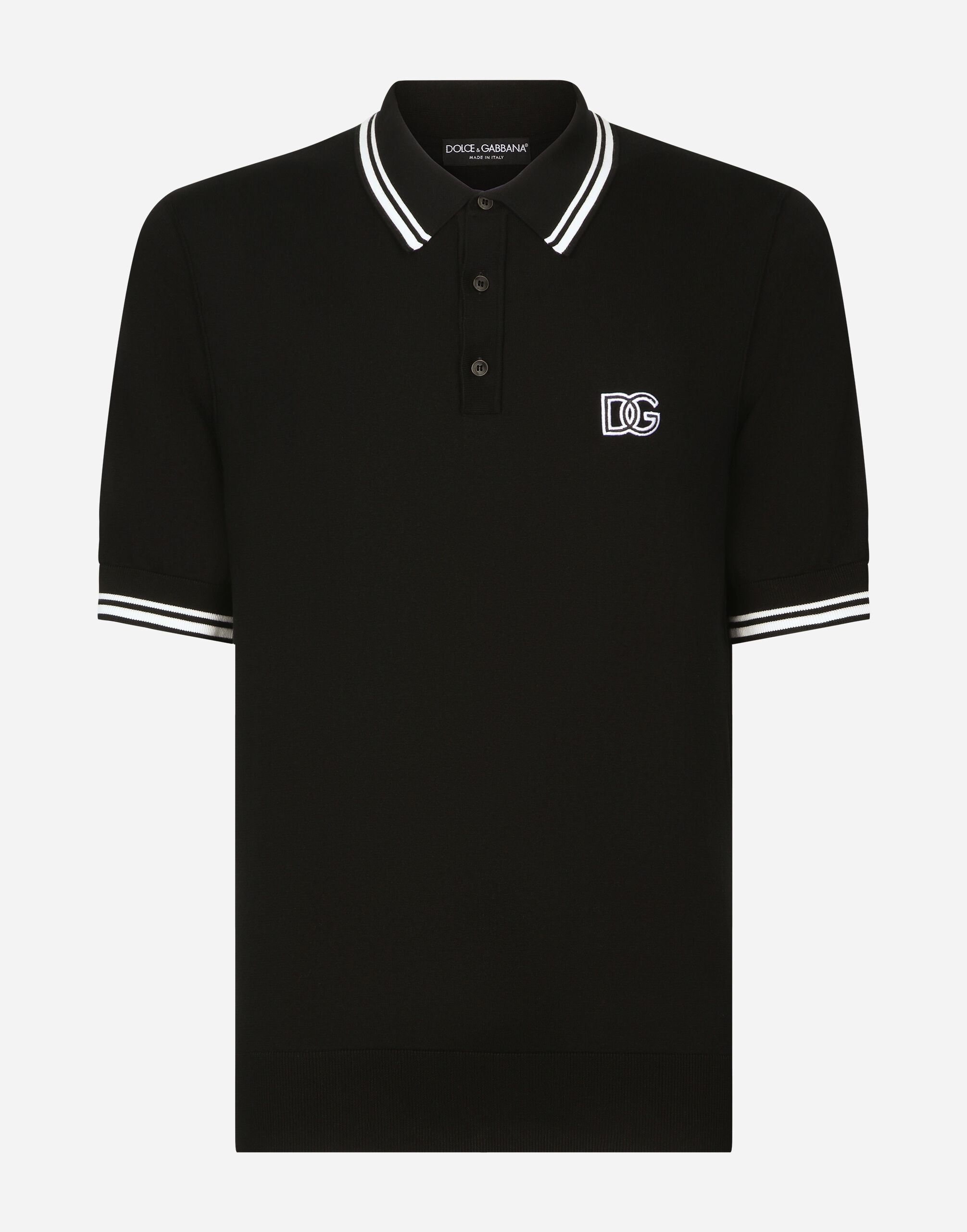 Dolce & Gabbana Kurzarm-Poloshirt mit DG-Logostickerei Mehrfarbig GXZ11TJBSHI