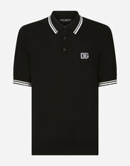Dolce & Gabbana Short-sleeved polo-shirt with DG logo embroidery Black GXX36TJCVS6