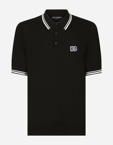 Dolce & Gabbana Short-sleeved polo-shirt with DG logo embroidery Black A50583A8034