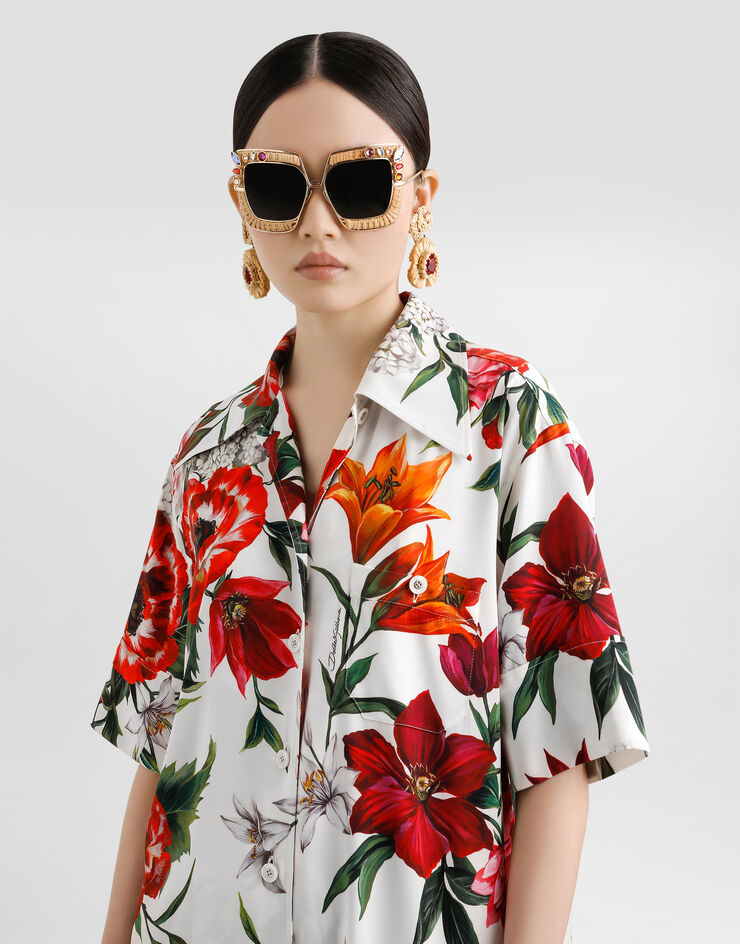 Dolce & Gabbana Flower-print charmeuse shirt Print F5N17TFSA7V