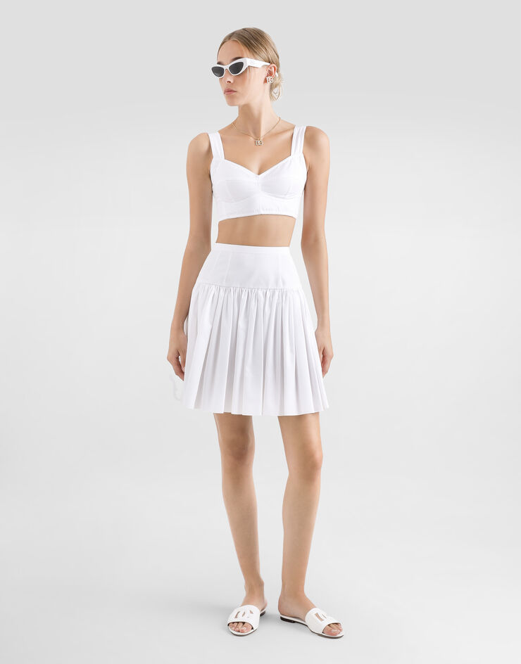 Dolce & Gabbana Falda plato corta de algodón Blanco F4CFATFU61A