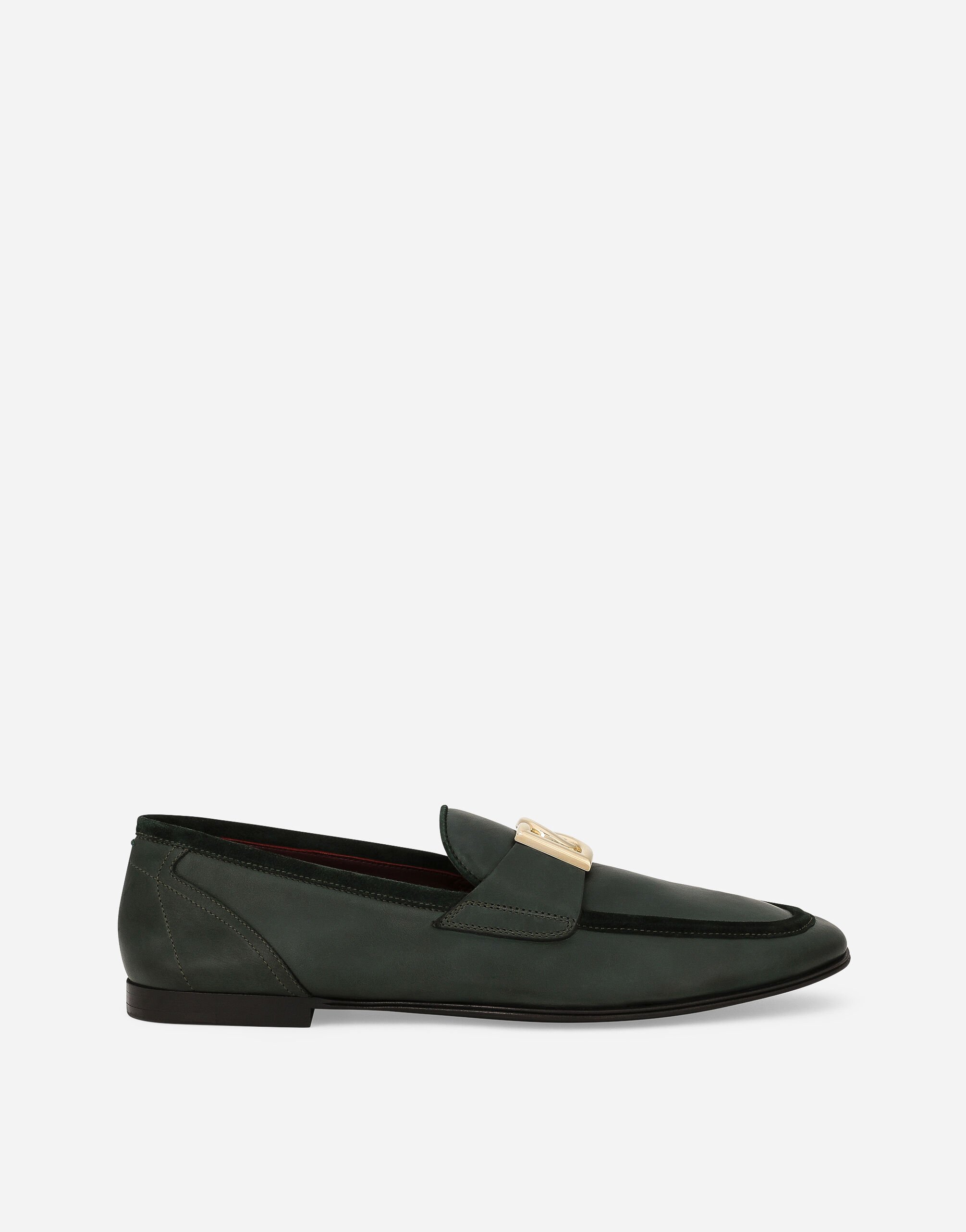 Dolce & Gabbana Calfskin loafers with DG logo Brown A50634AZ870