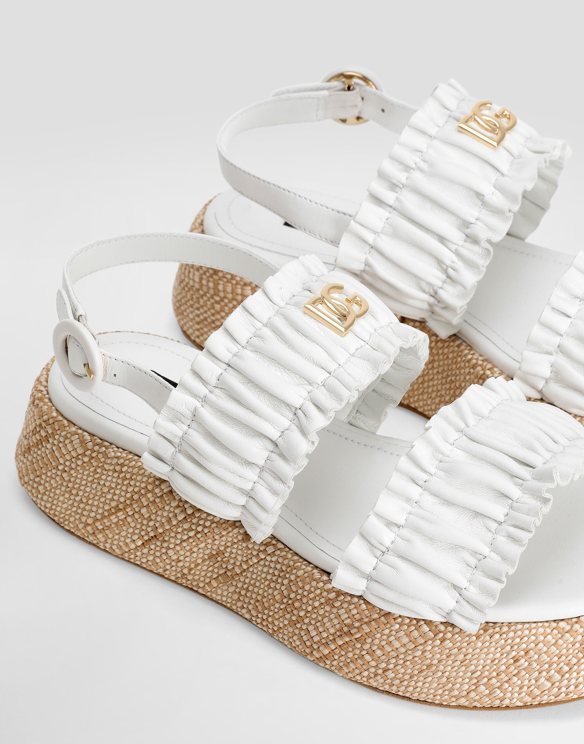 Wedge sandals in nappa leather in White for Girls | Dolce&Gabbana® US