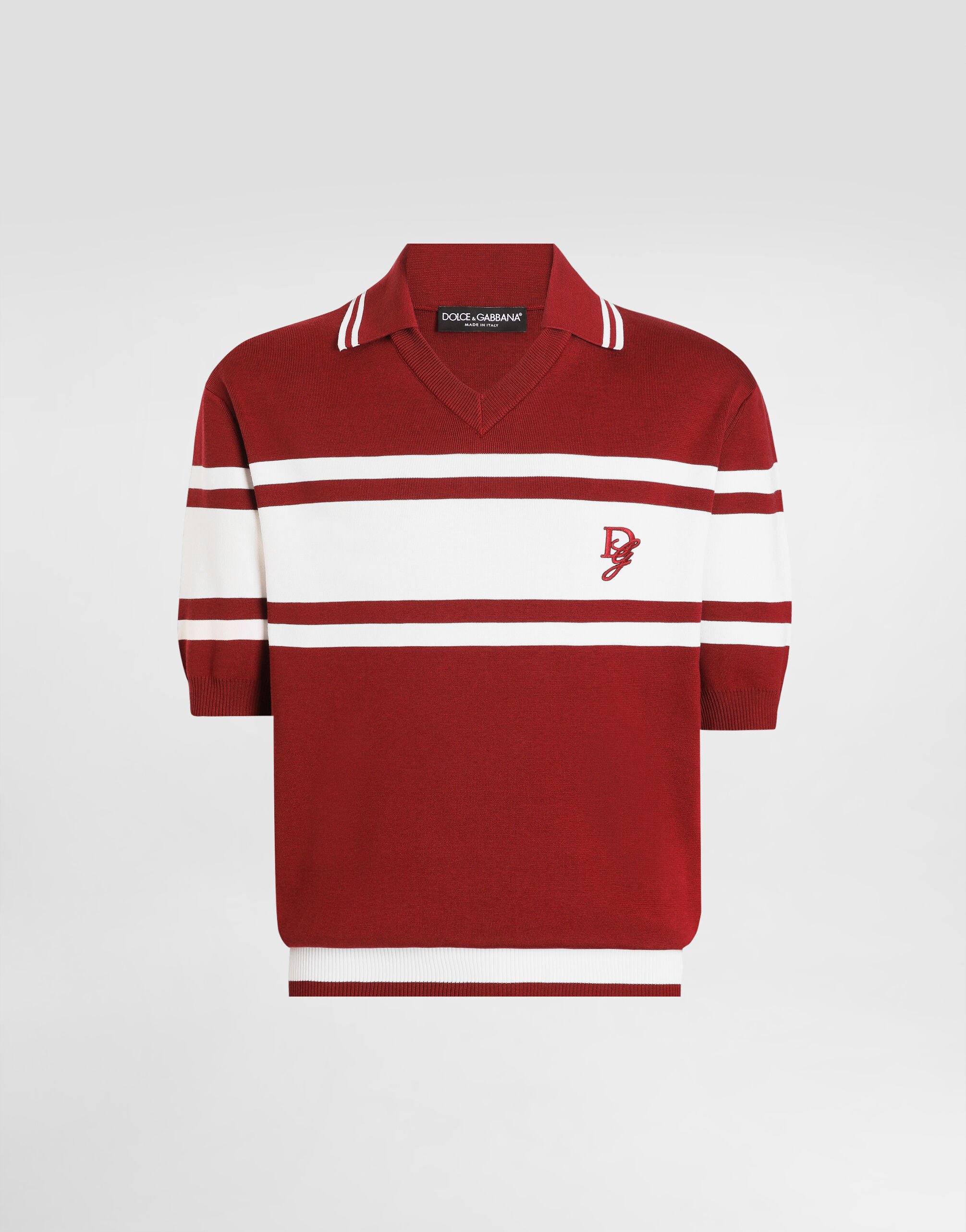 Silk and cotton polo-shirt with logo embroidery in