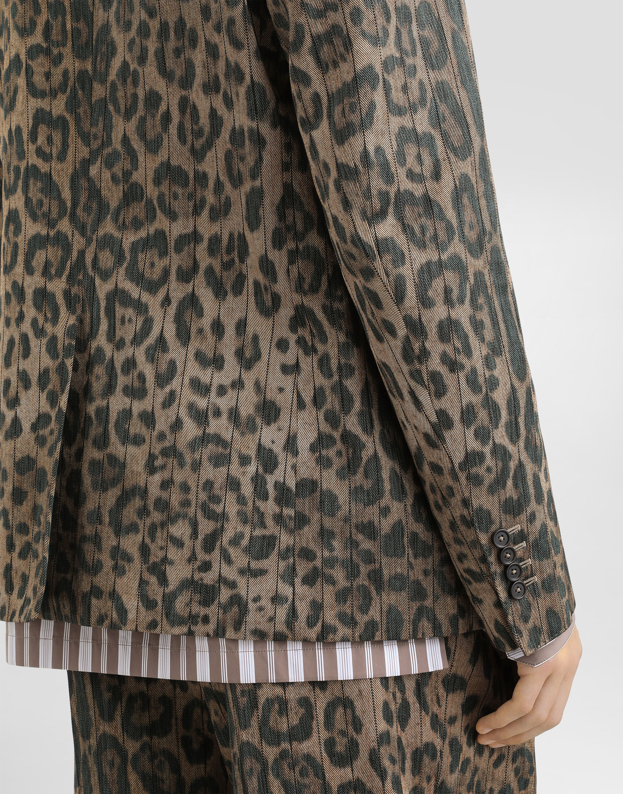 Dolce & Gabbana セットアップ　裏地豹柄 Leopard-print jacquard double-breasted jacket in Print for Men