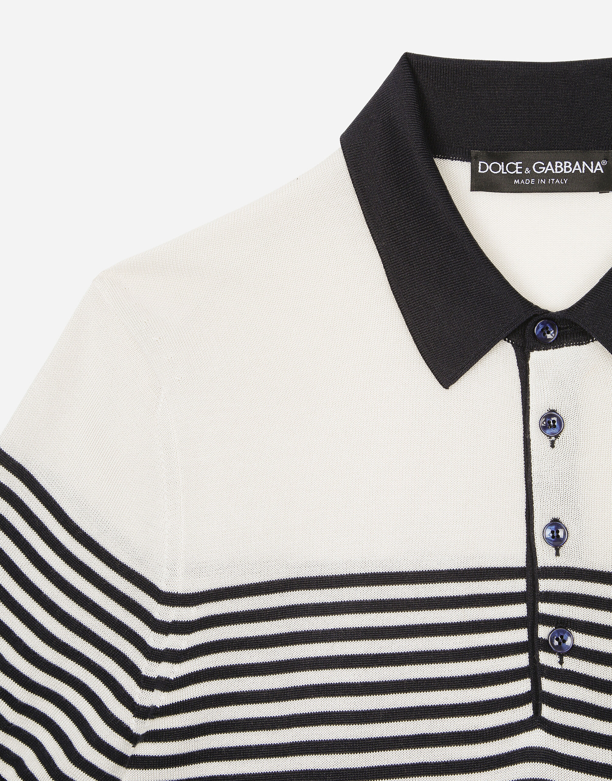 Striped silk polo-shirt with DG patch in Multicolor for Men