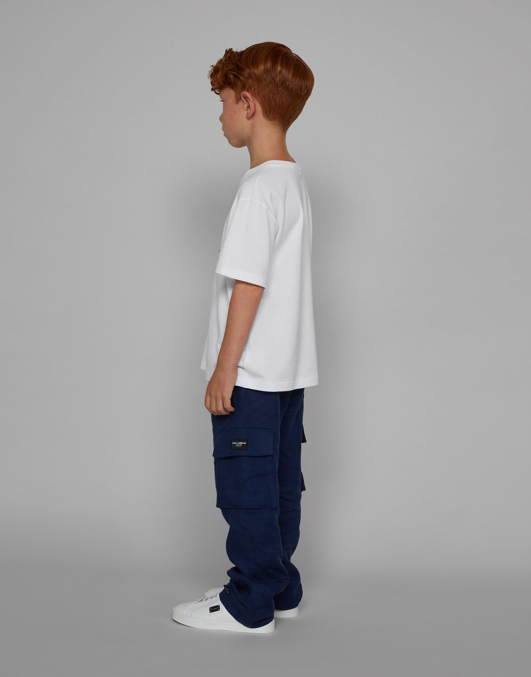 ブルーのボーイズ Non-stretch linen cargo pants | Dolce&Gabbana®