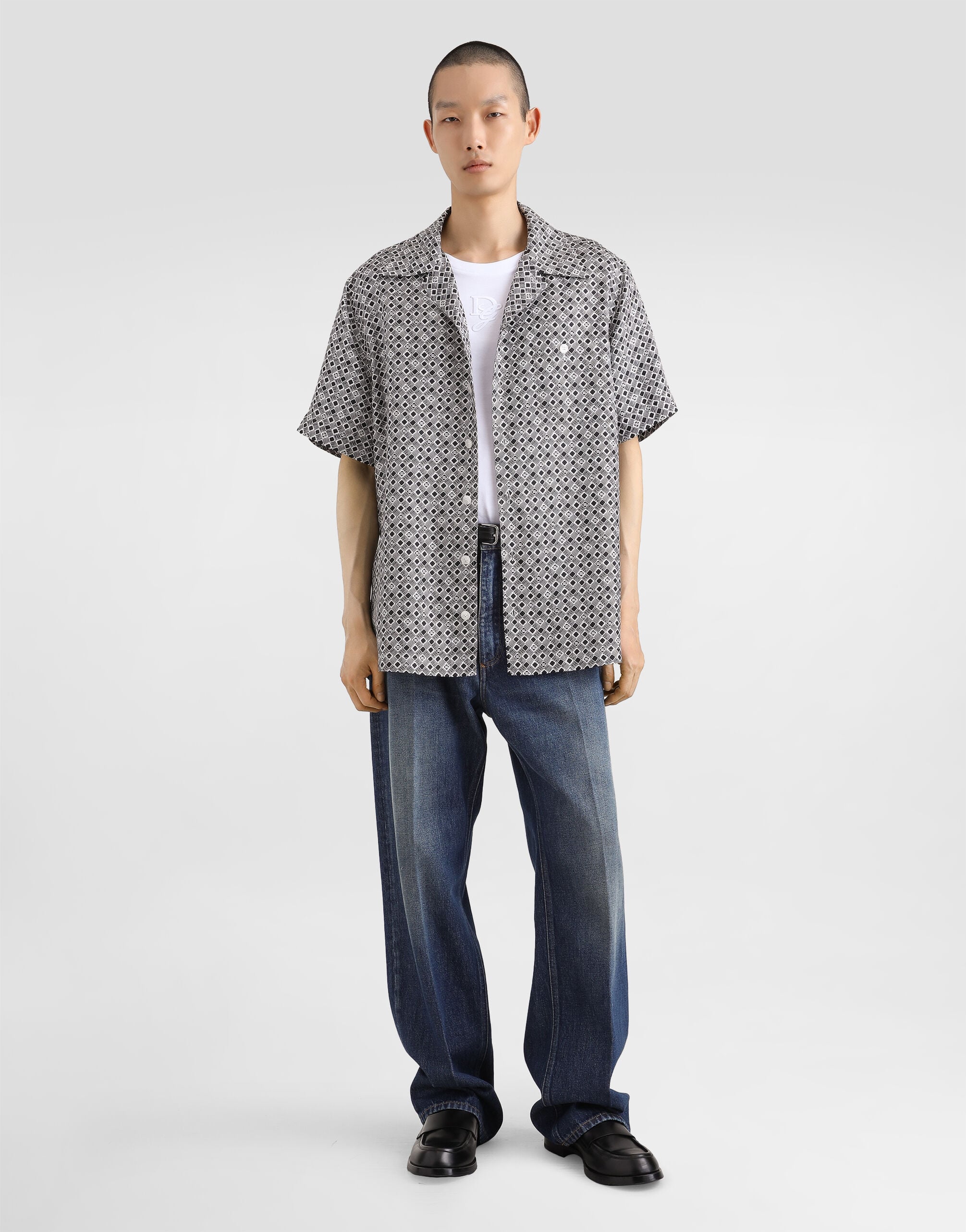Silk shirt with tie print - thumbnail 2