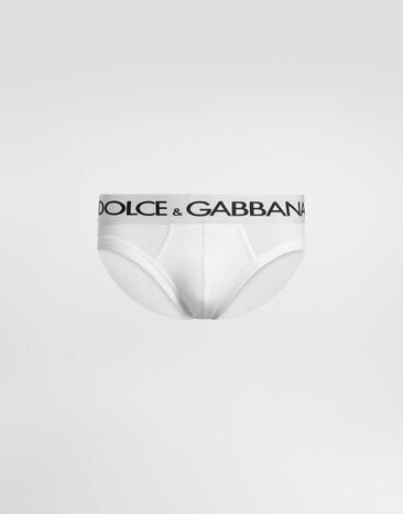Dolce & Gabbana Mid-rise briefs in two-way stretch cotton White M3D03JONN97