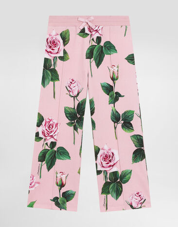 Dolce & Gabbana Fleece jogging pants with rose print Print L55I46FI5KS