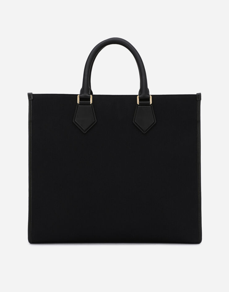 Dolce & Gabbana Canvas shopper with calfskin nappa details Black BM1796AA451