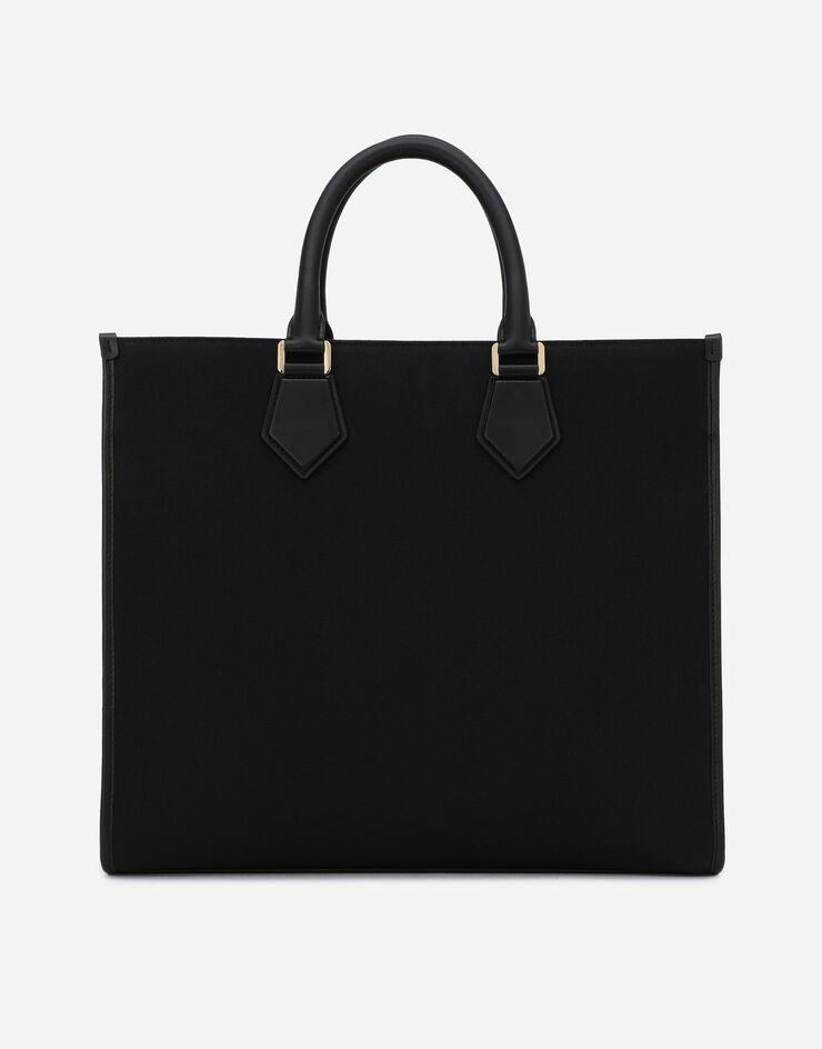 Dolce & Gabbana 纳帕小牛皮细节帆布购物袋 黑 BM1796AA451