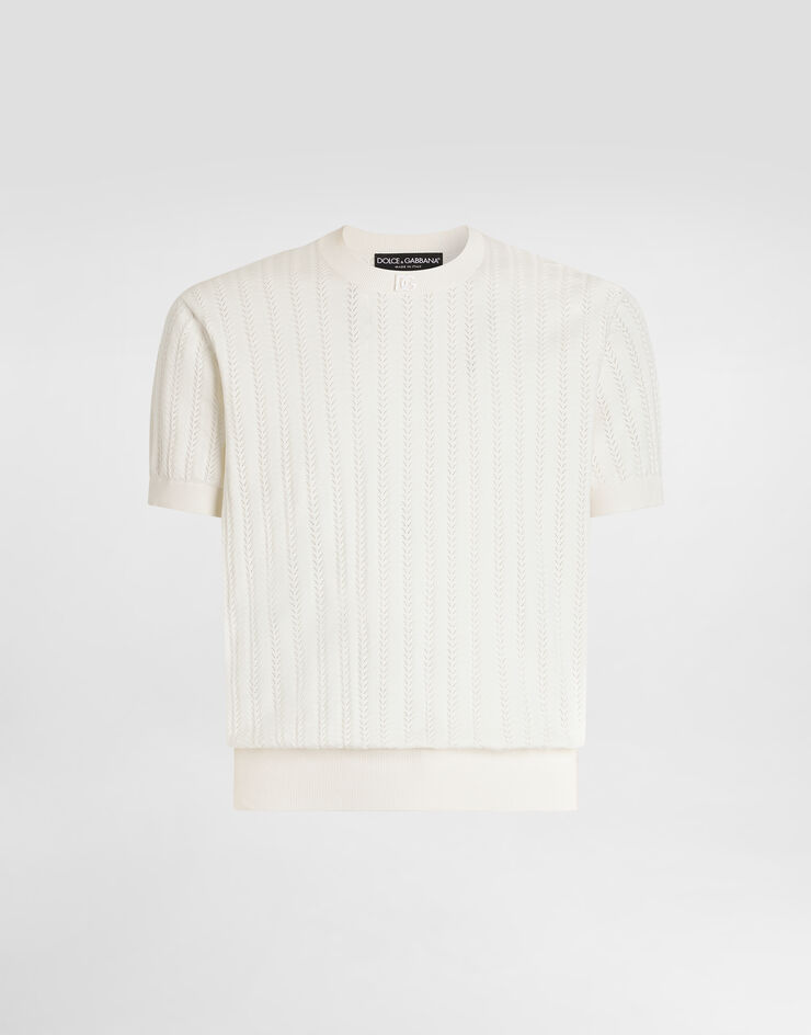 Dolce & Gabbana Fine-gauge cotton knit pullover White GXX03ZJBCJV