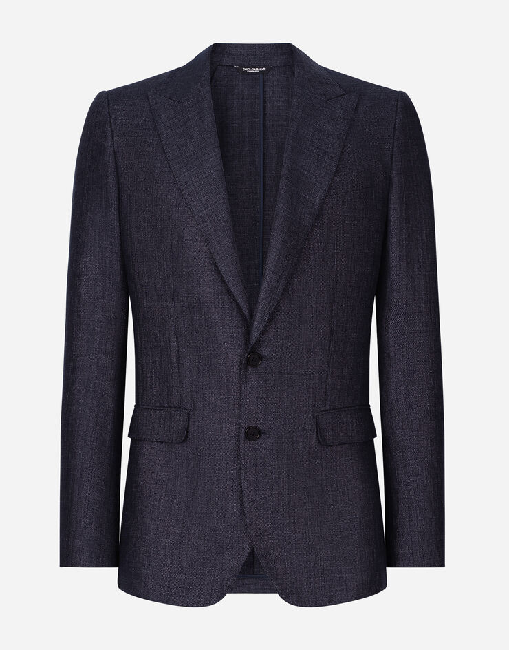 Dolce & Gabbana Single-breasted linen-blend Taormina-fit jacket Blue G2NW0TFU3RU