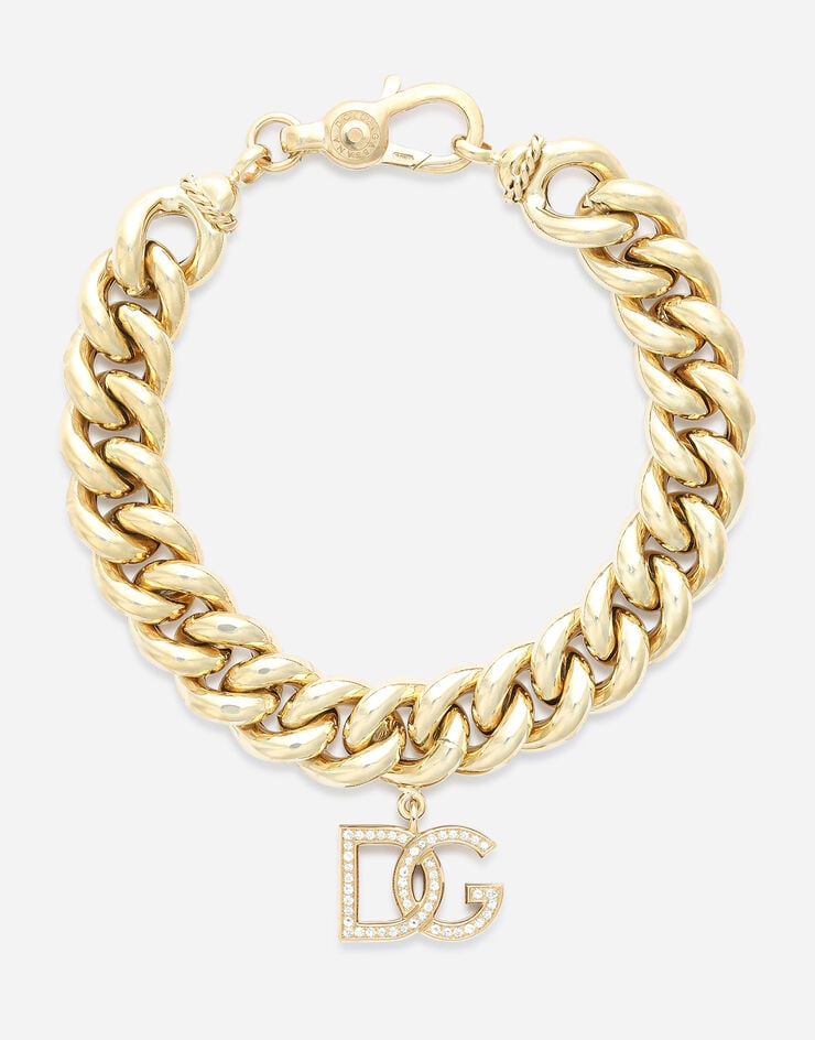 Dolce & Gabbana 컬러리스 사파이어 장식 18kt 옐로 골드 로고 브레이슬릿 옐로 골드 WBMY9GWSAPW