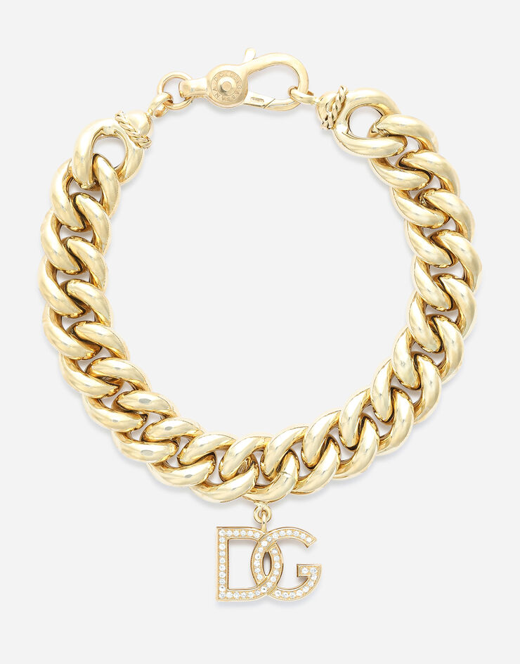 Dolce & Gabbana Pulsera Logo de oro amarillo 18 kt con zafiros incoloros Oro Amarillo WBMY9GWSAPW