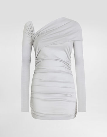 Dolce & Gabbana Draped top with asymmetric neckline Grey F7AM3THU7RC